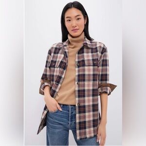 Tuckernuck Platt Ranch Jacket Tan Red Plaid Cotton Shacket Oversized X-Large NWT